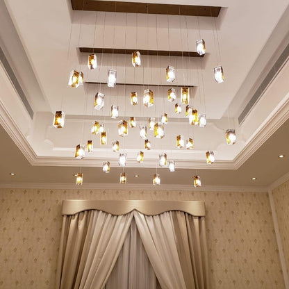 Rain Square Cluster Glass tile Pendant Chandelier - Kavker - 