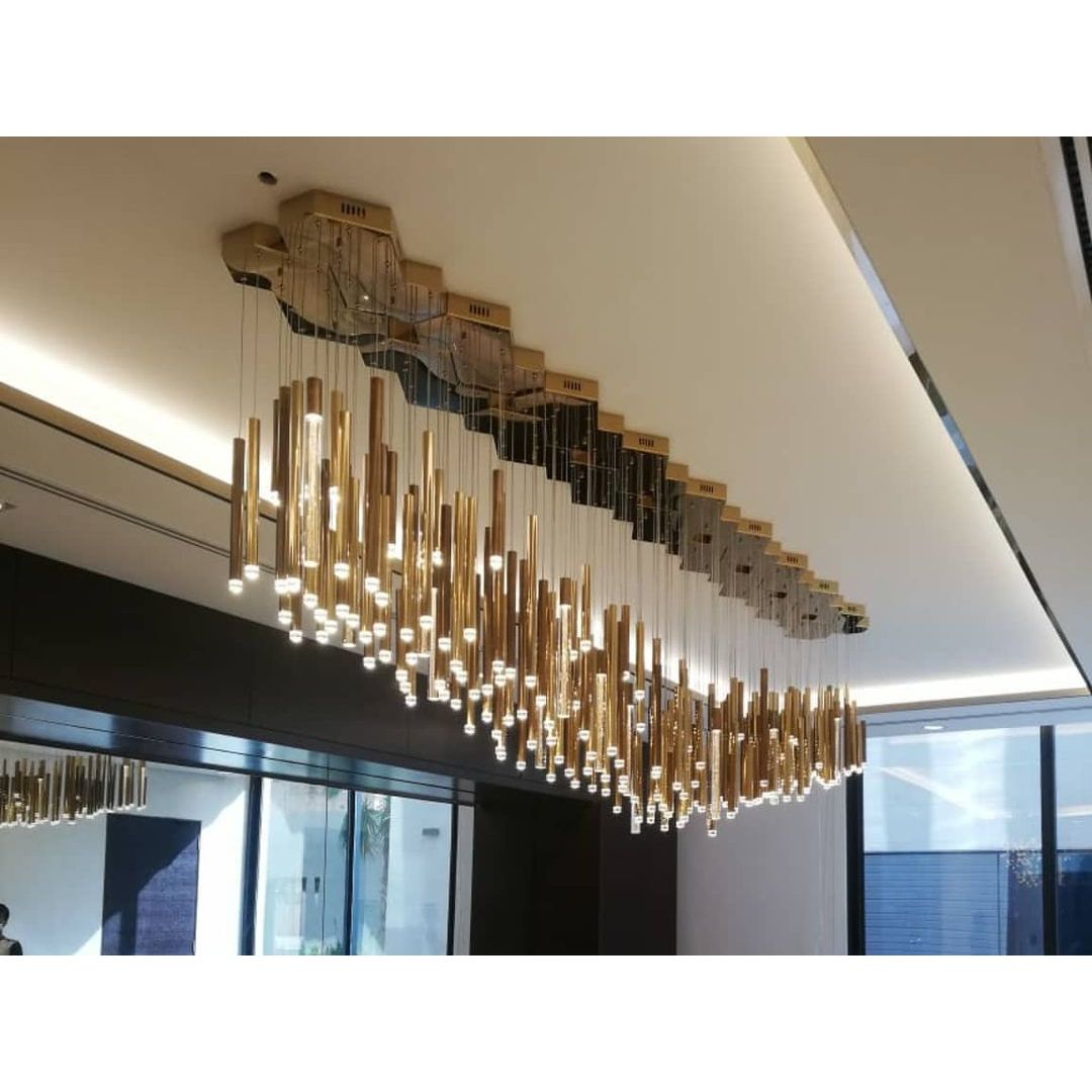 Bellini Rectangular Two-Tone Tubular Pendant Light Chandelier - Kavker - 