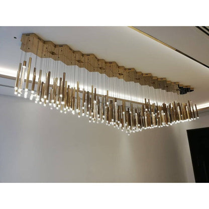 Bellini Rectangular Tri-Tone Tubular Pendant Light Chandelier - Kavker - 