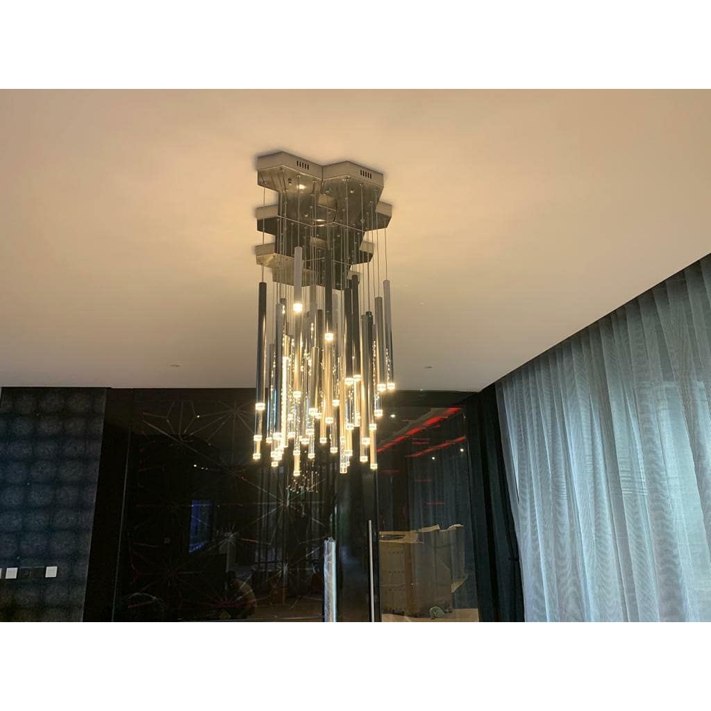 Bellini Rectangular Tri-Tone Tubular Pendant Light Chandelier - Kavker - 