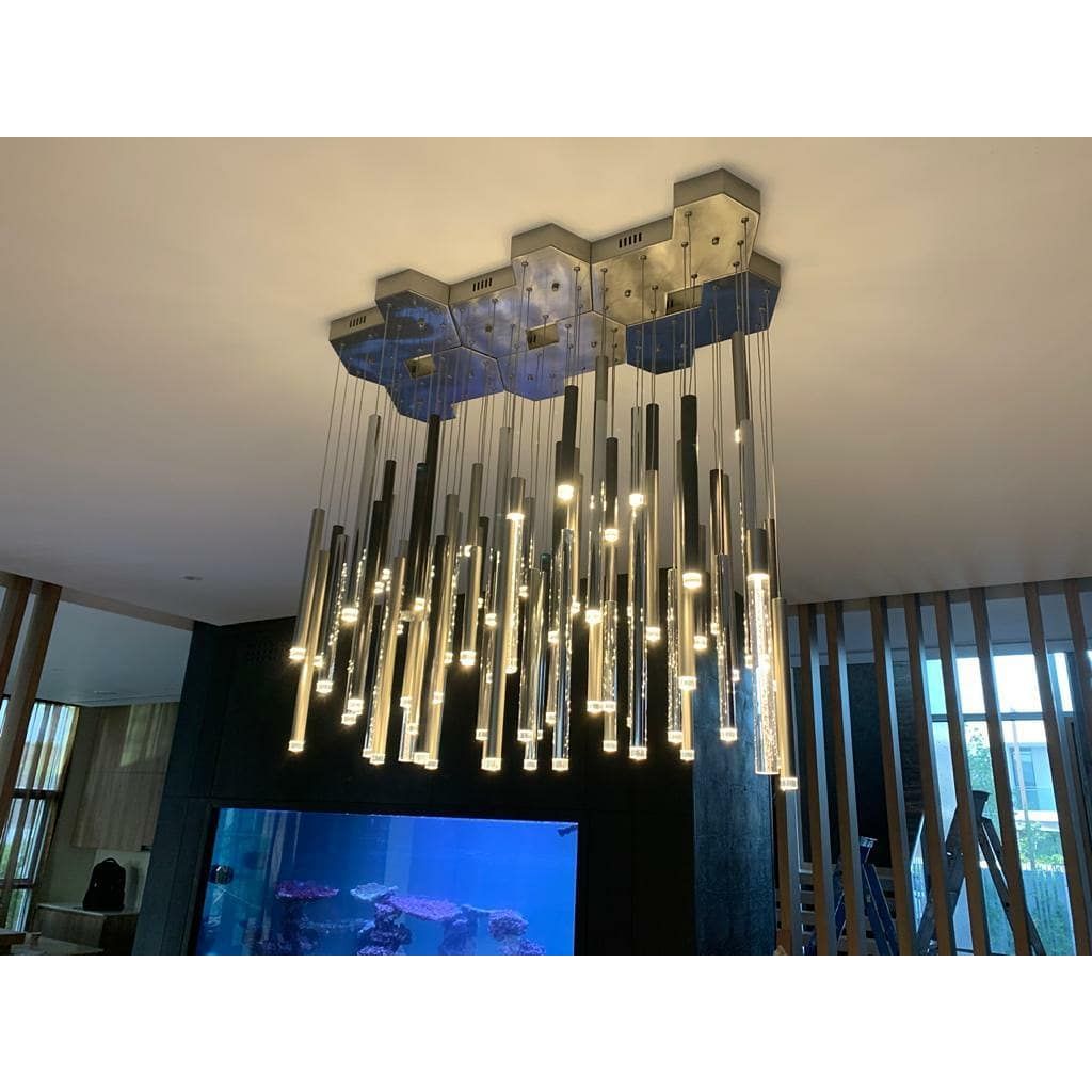 Bellini Rectangular Two-Tone Tubular Pendant Light Chandelier - Kavker - 