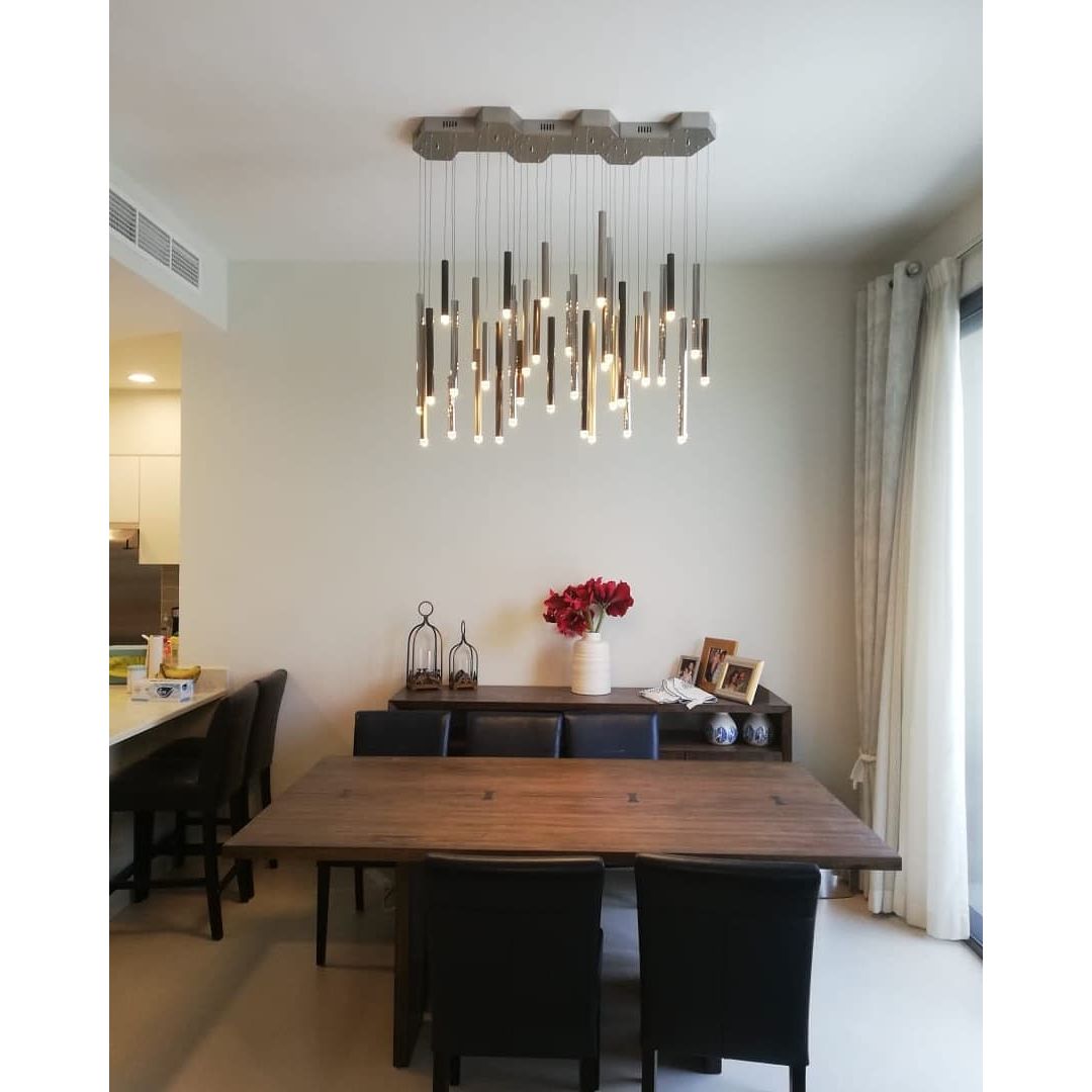 Bellini Rectangular Tri-Tone Tubular Pendant Light Chandelier - Kavker - 