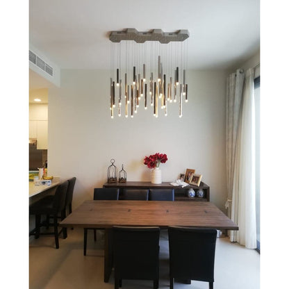 Bellini Rectangular Tri-Tone Tubular Pendant Light Chandelier - Kavker - 