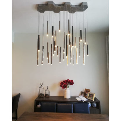 Bellini Rectangular Two-Tone Tubular Pendant Light Chandelier - Kavker - 
