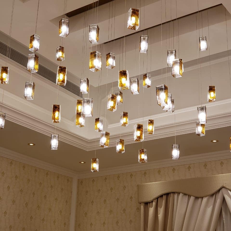 Rain Glass Tile Single Pendant Light - Kavker