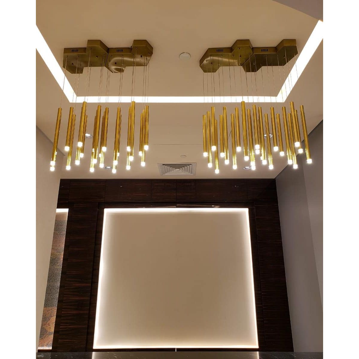 Bellini Rectangular Tri-Tone Tubular Pendant Light Chandelier - Kavker - 