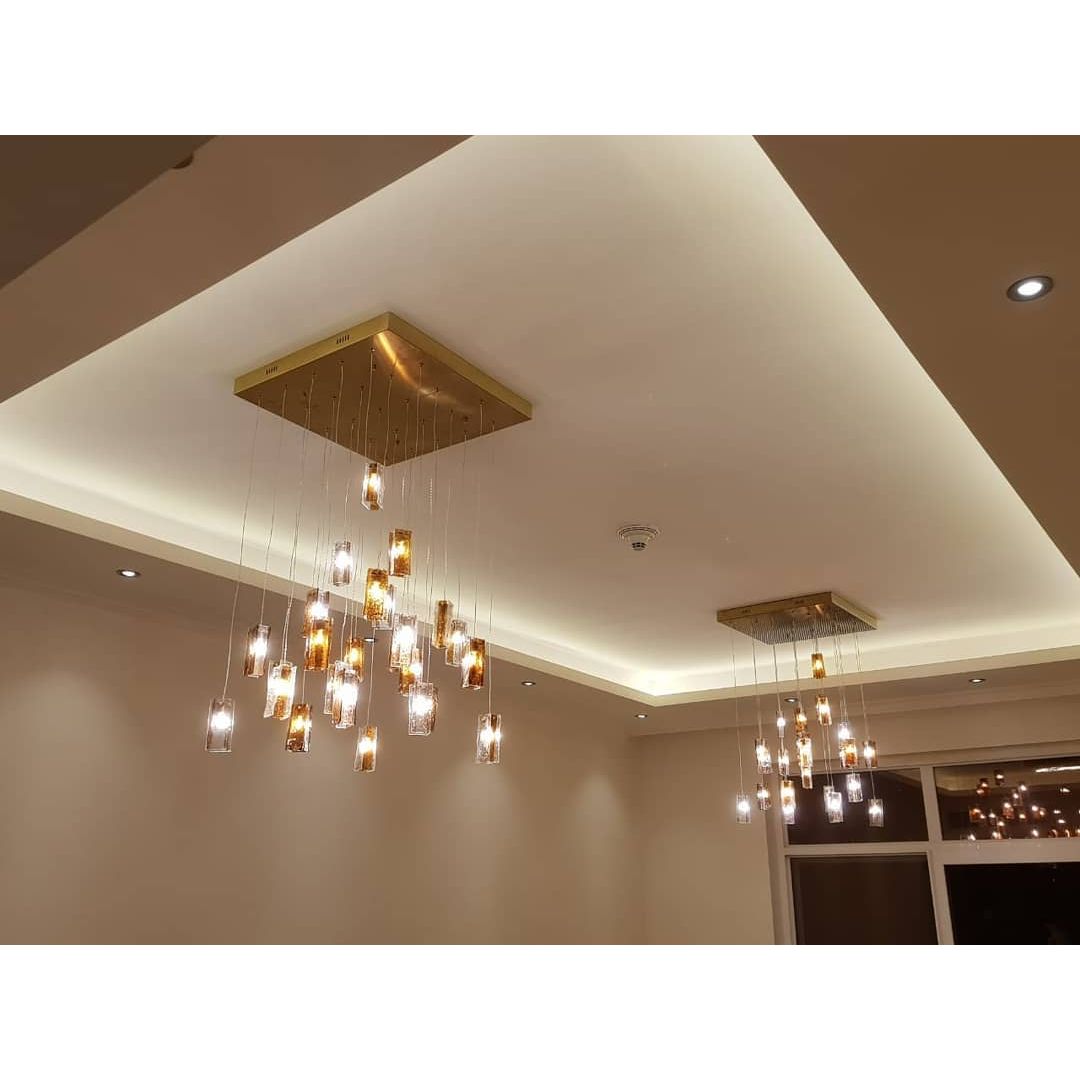 Rain Square Cluster Glass tile Pendant Chandelier - Kavker - 