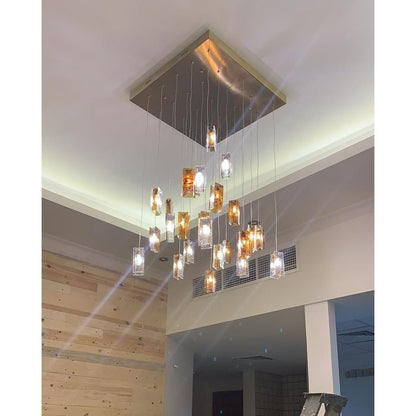Rain Square Cluster Glass tile Pendant Chandelier - Kavker - 