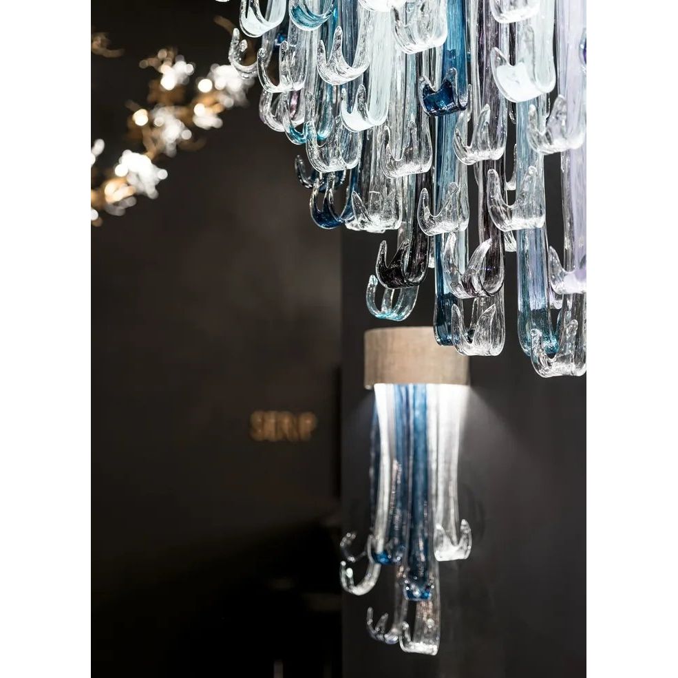 Blue Rainfall / Waterfall Murano Glass Chandelier - Kavker - 