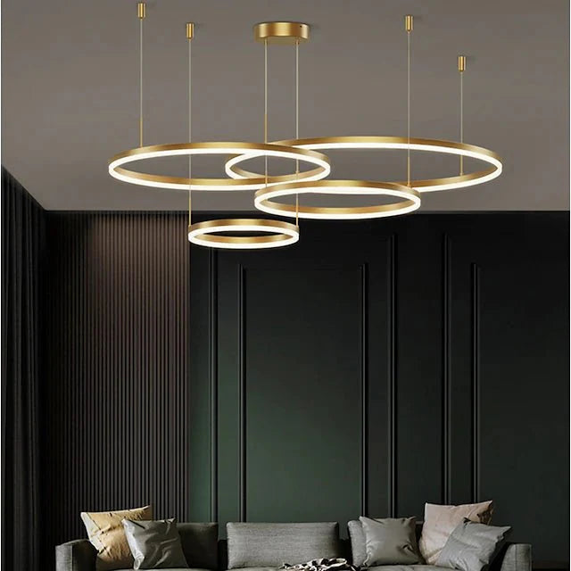 Liana Round 4-Ring Cascade LED Chandelier - Kavker