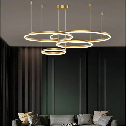 Liana Round 4-Ring Cascade LED Chandelier - Kavker
