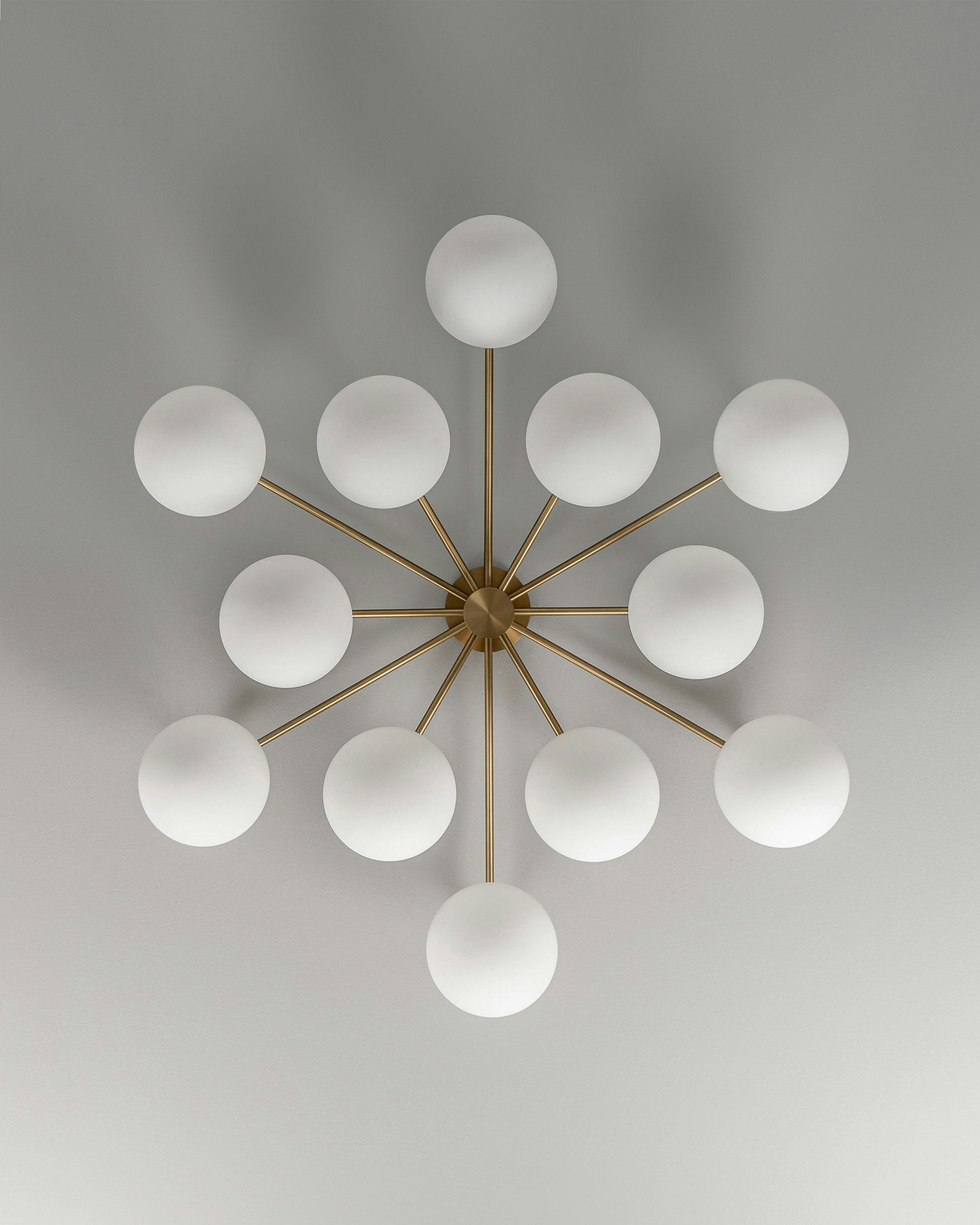 Orion Oval Flush Mount Base Chandelier Ø47.8″ - Lacquered burnished brassSoda Lime Triplex Opal Matte GlassKavker