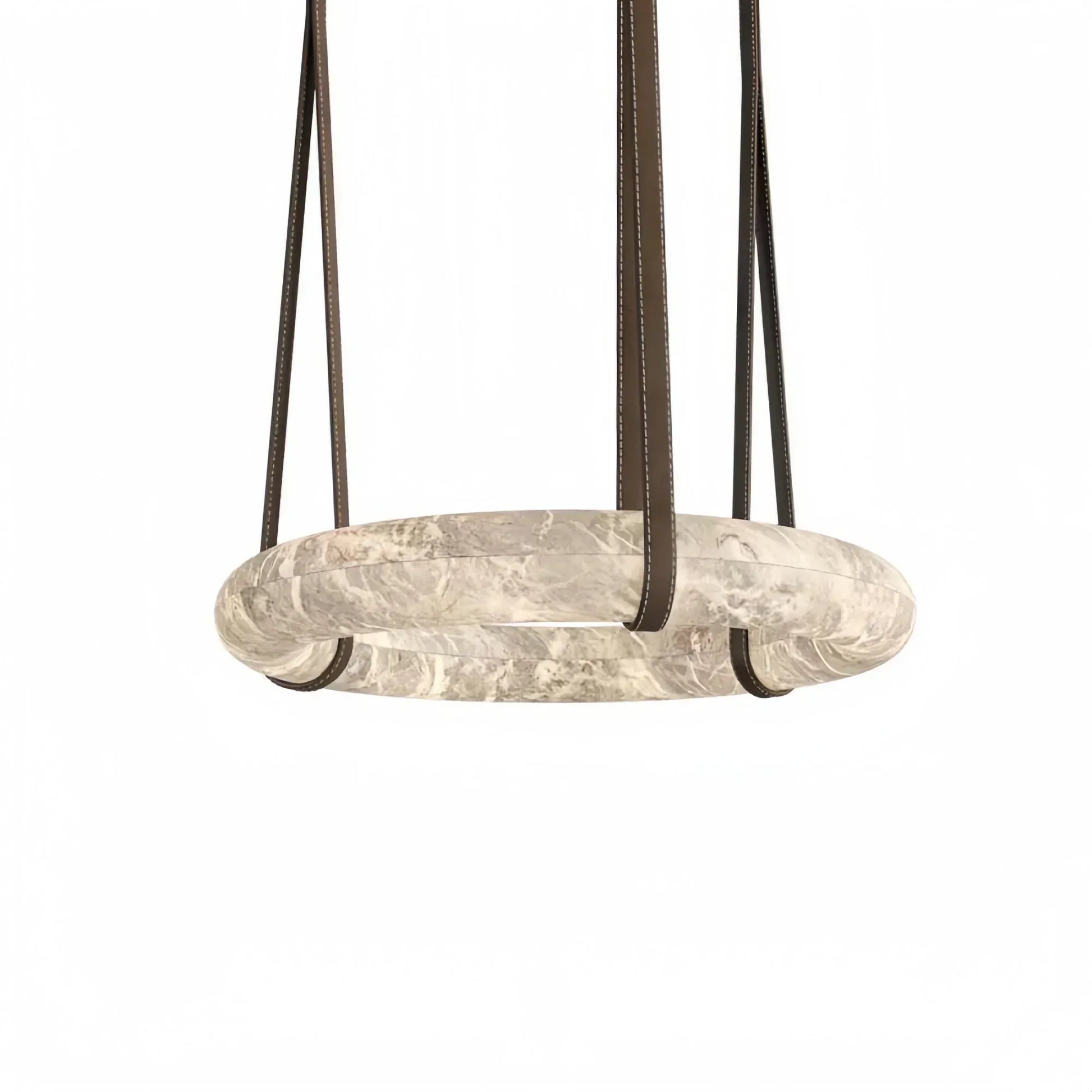 Oslo L1P Pendant Alabaster Chandelier, Halo Ring Chandelier With canopy Over Dining Table-Chandelier-19.7" D Single Ring-Kavker