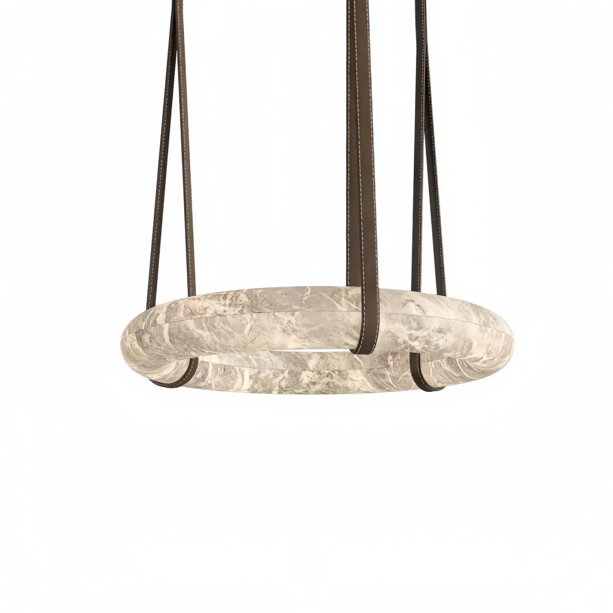 Oslo L1P Pendant Alabaster Chandelier, Halo Ring Chandelier With canopy Over Dining Table-Chandelier-19.7" D Single Ring-Kavker