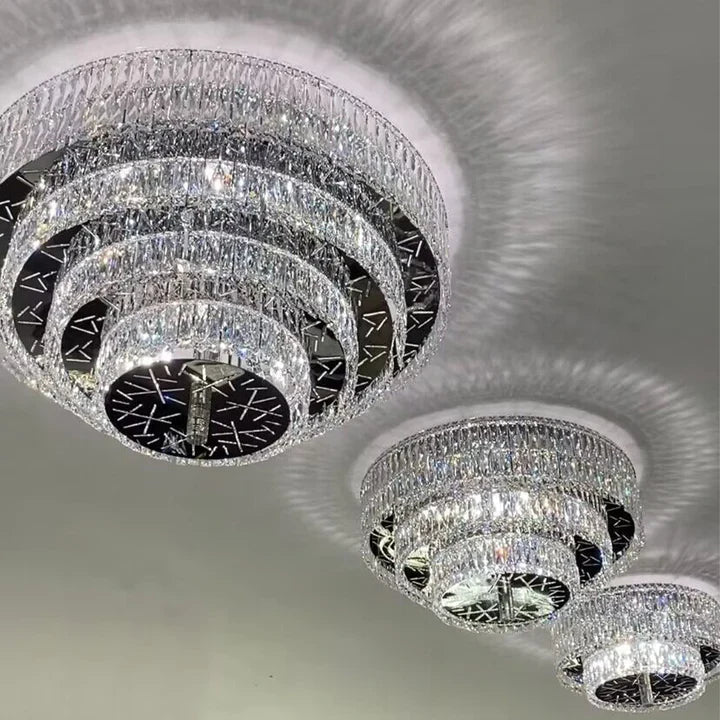 Oversized Modern Creative Flush Mount Round Multi-layers Crystal Pendant Chandelier for Living/Dining Room/Hallway-Kavker-3Layers: D39.4"*H15.7"/33 Lights/42.3kg-Warm Light-Kavker