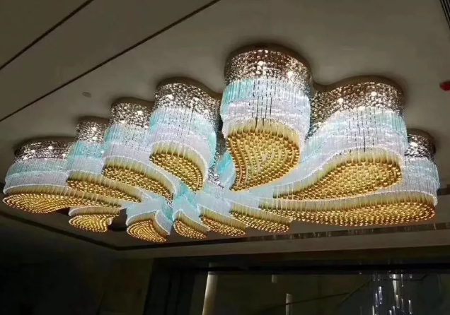 Custom Extra Large Flush Mount Floral Crystal Chandelier for Hotel/Restaurant/Villa-Kavker