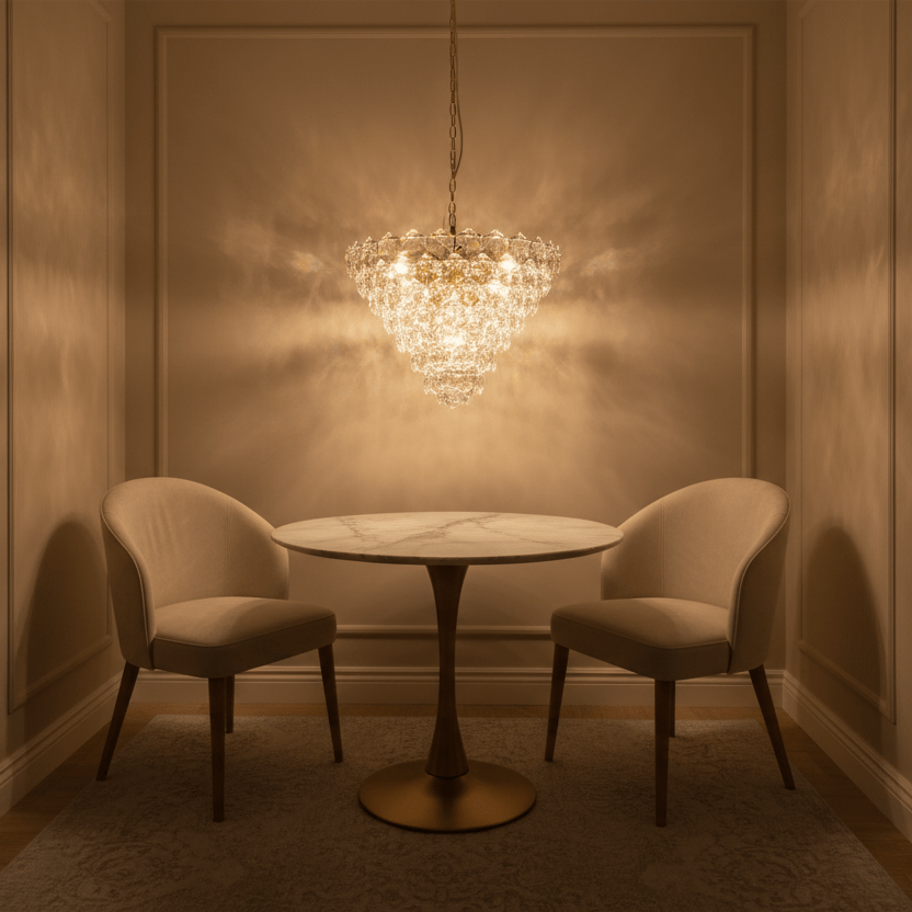 Small Chandelier in Breakfast Nook