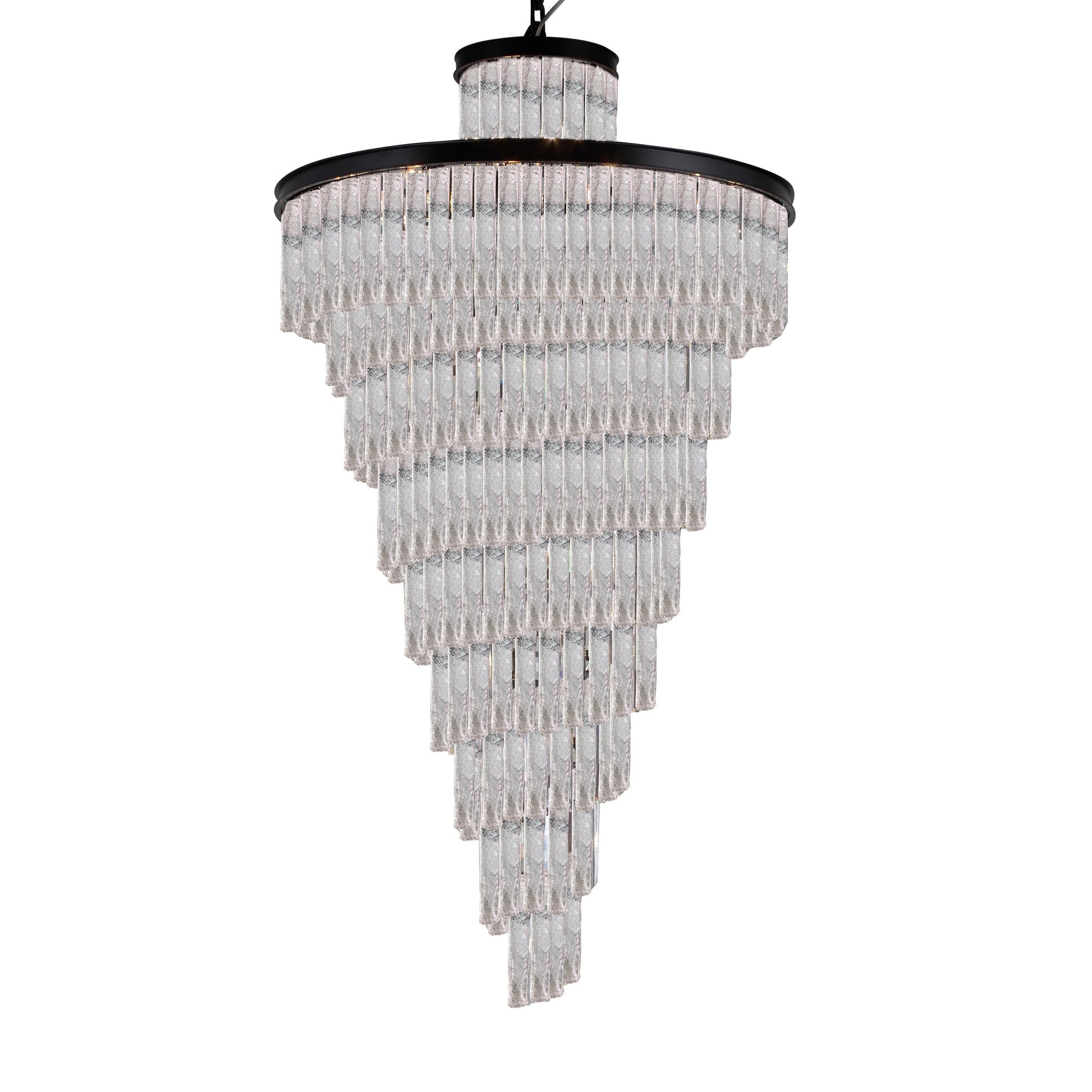 Seline Spiral Tiered/ Layered Cracked Textured Glass Chandelier - Kavker - 